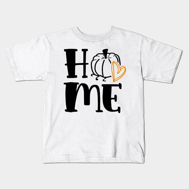 Home Pumpkin Fall Kids T-Shirt by karolynmarie